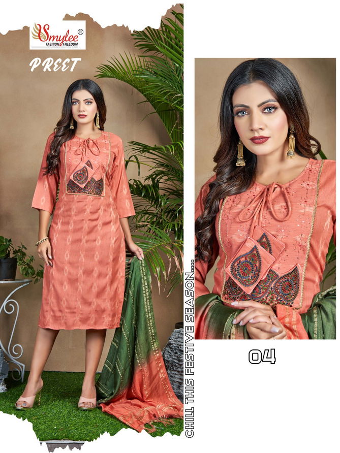 Rung Preet Fancy Regular Wear Heavy Rayon Kurti With Dupatta Collection